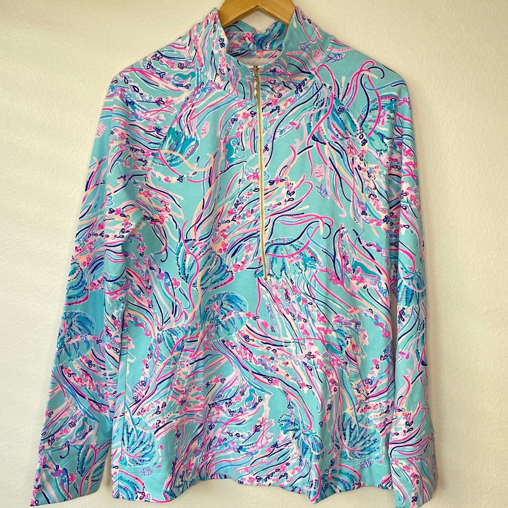 Lilly Pulitzer Skipper Popover Bayside blue under the moon nwt large